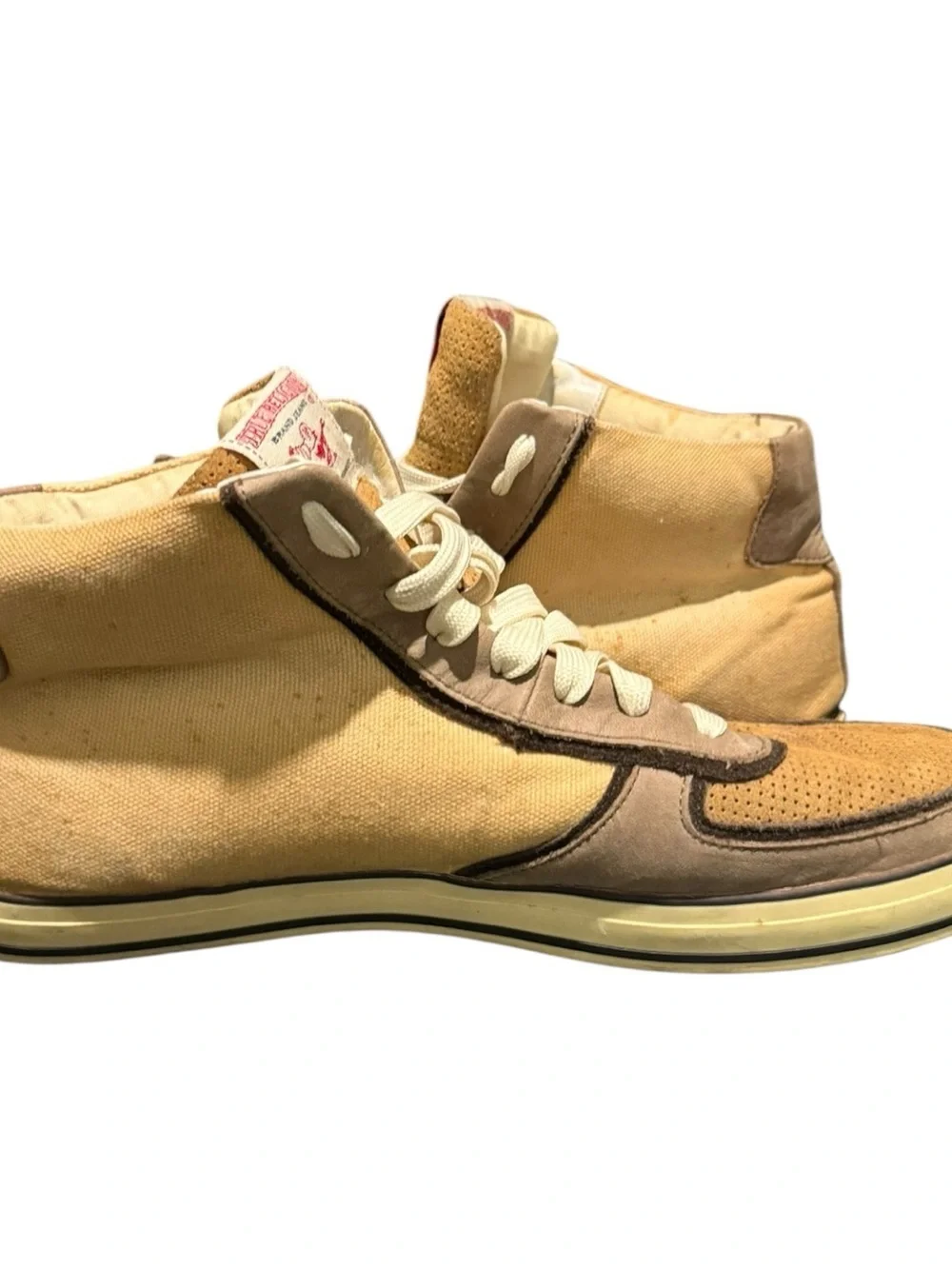 True Religion 4 Color Canvas Hi Top Sneakers Men’s Size 10.5 Big U Casual Brown